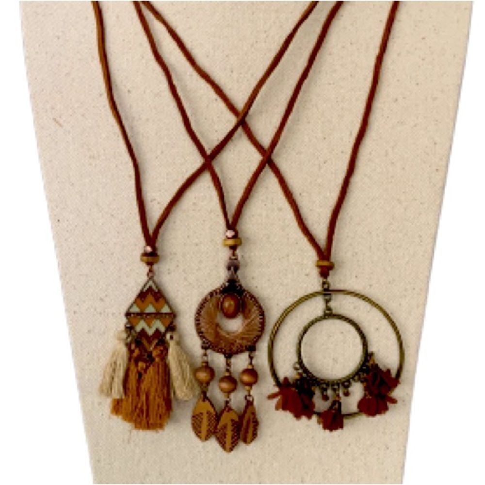 3 Boho Necklace Set: Tribal Style with Tassels - Picture 12 of 12